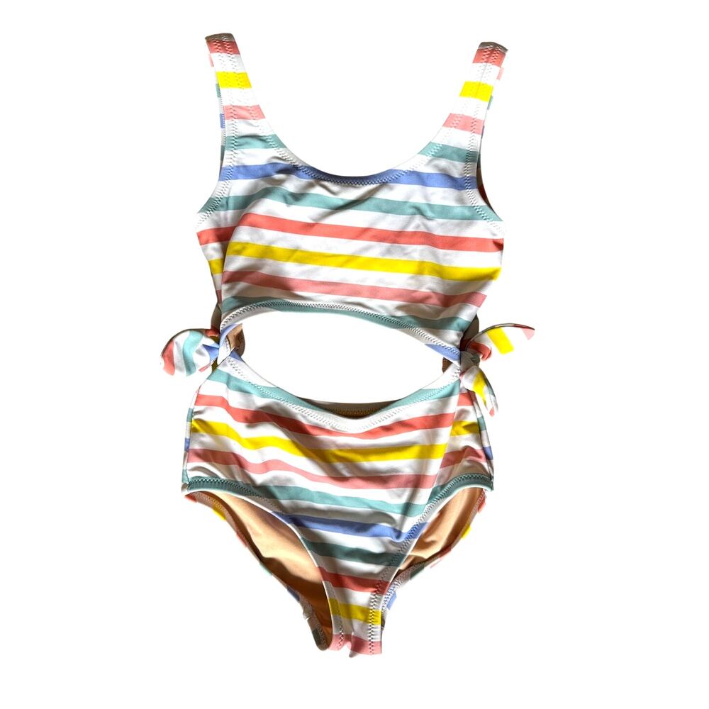 Crewcuts Girls Cut-out One Pieces Swimsuit in Pastel Stripes Size 3